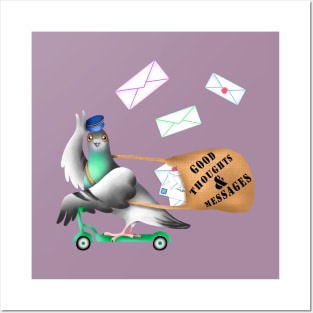 Pigeon Express (Mauve Background) Posters and Art